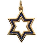 Gold Magen David Pendant w/Blue Enamel