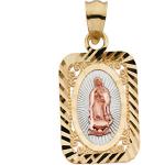 14K Tricolor Gold Our Lady of Guadalupe Medal 14.75x10.5 mm