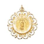 14K Gold Our Lady of Guadalupe Medal Filagree