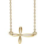 14K Yellow Gold Sideways Cross Necklace 11x17 mm