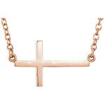 14K Rose Gold Sideways Cross Necklace