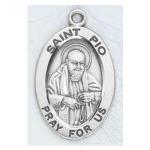 Silver St Padre Pio Medal Oval