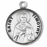 Sterling silver St Timothy Medal round.