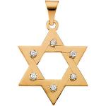 14K Gold and Diamond Star of David Pendant 25x19 mm