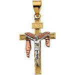 Tricolor Gold Crucifix w/Shroud Pendant