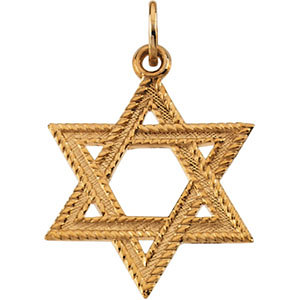 14K Gold Star of David Pendant 23x18 mm