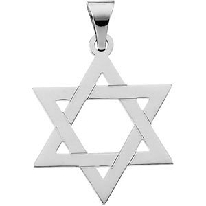 14K White Gold Star of David Pendant/Charm